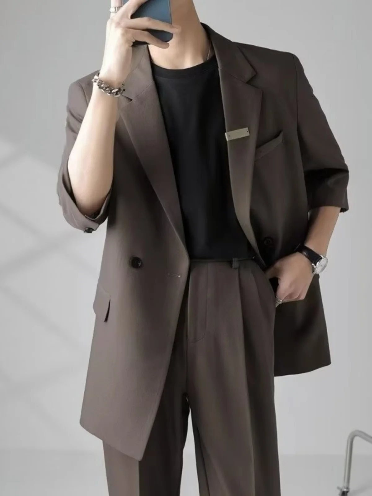 Trendy Korean Sle Men's Summer Lightweight Loose Fit Suit Jaet Svel Top Youth ular Stand Tailoring Pure Color
Trendy Korean Sle Men's Summer Lightweight Loose Fit Suit Jaet Svel Top Youth ular Stand Tailoring Pure Color