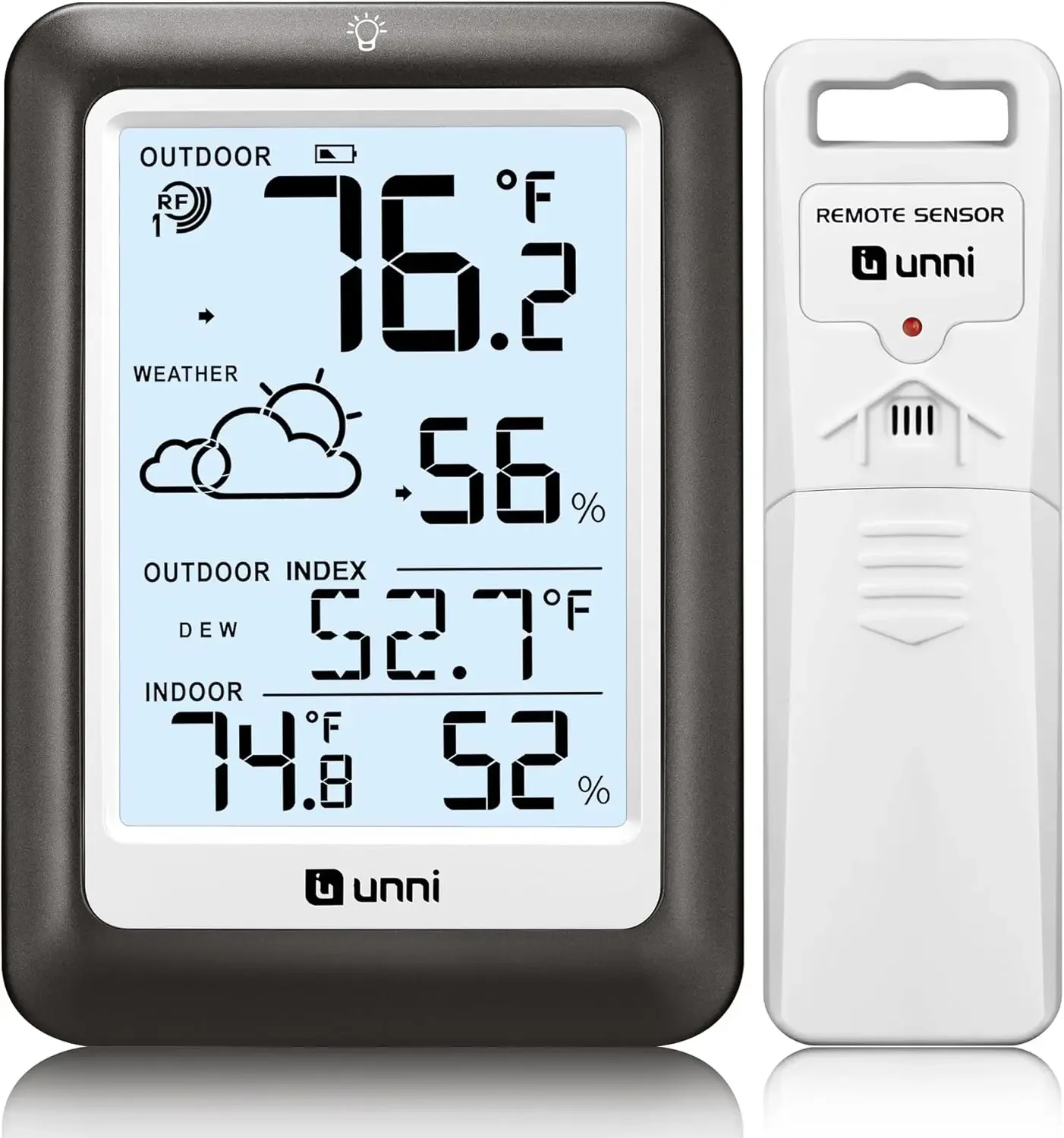 Wireless Weather Station With Remote Sensor, Temperature & Humidity Monitor For Indoor/Outdoor Use, Backlight Display
Wireless Weather Station With Remote Sensor, Temperature & Humidity Monitor For Indoor/Outdoor Use, Backlight Display
