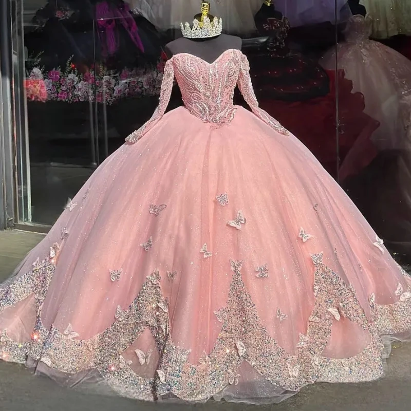 Customized New Long Sleeve Quinceanera Dresses For 15 Year Old Girl V Neck Butterfly Ballgown Prom Birthday Party Dress 14 16
Customized New Long Sleeve Quinceanera Dresses For 15 Year Old Girl V Neck Butterfly Ballgown Prom Birthday Party Dress 14 16