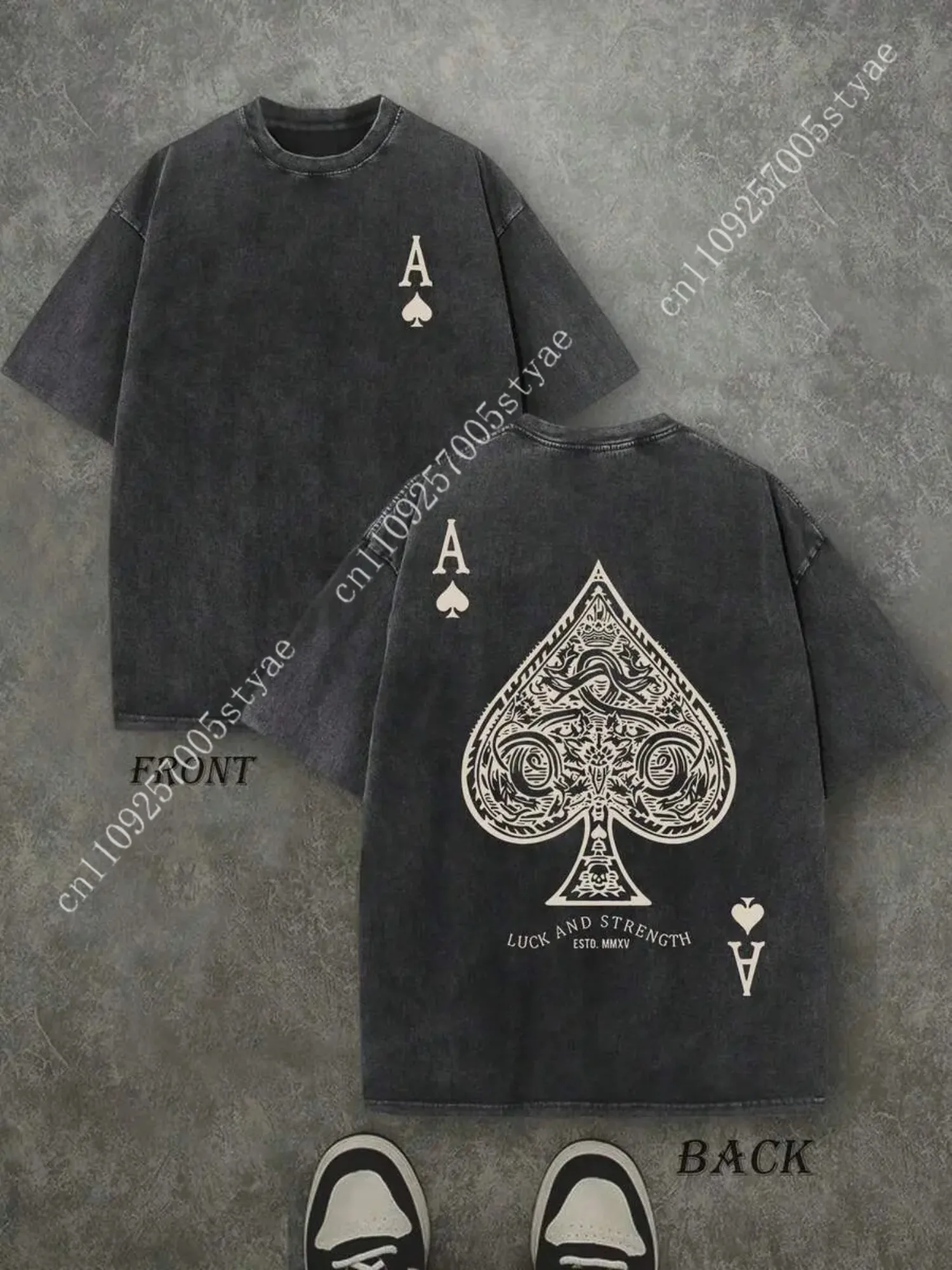 Vintage Ace of Spades T-Shirt, Washed Black Cotton Oversized Short Sleeve Tee, Retro Poker Card Graphic Casual Crewneck Shirt fo
Vintage Ace of Spades T-Shirt, Washed Black Cotton Oversized Short Sleeve Tee, Retro Poker Card Graphic Casual Crewneck Shirt fo
