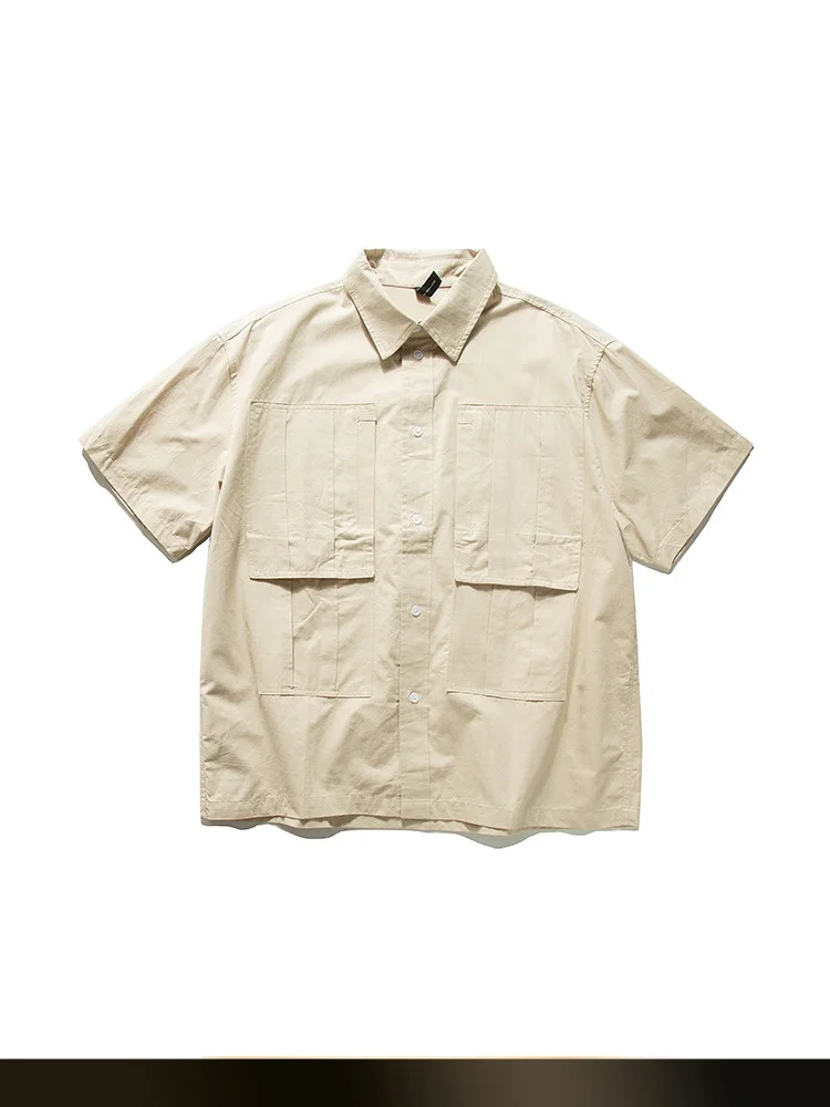 Nted Japanese Sle Retro Work irt Men's Summer Color Simple Couple Outerwear Cotton ort Sve Button up
Nted Japanese Sle Retro Work irt Men's Summer Color Simple Couple Outerwear Cotton ort Sve Button up