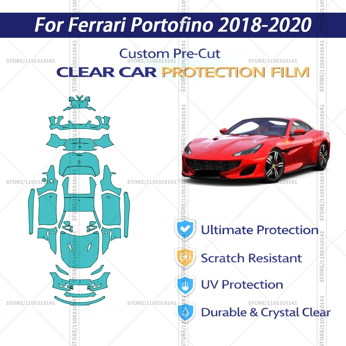 For Ferrari-Portofino-2018-2020 Pre-Cut Paint Protection Film PPF Transparent Car Film Professional Automotive PPF Full Vehicle
For Ferrari-Portofino-2018-2020 Pre-Cut Paint Protection Film PPF Transparent Car Film Professional Automotive PPF Full Vehicle