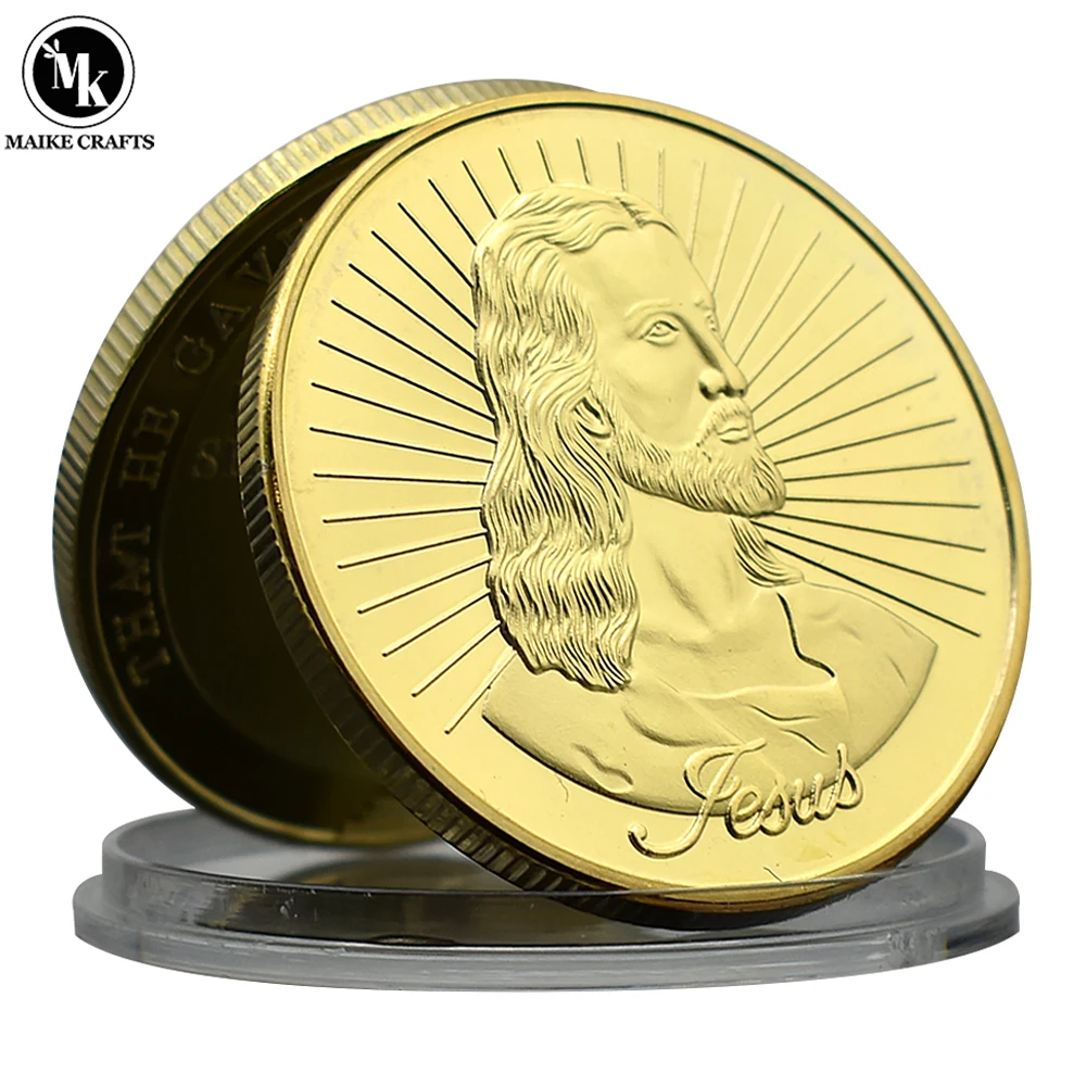 Jesus Commemorative Coin Metallic Gold Plated Christian Cross Challenge Coin Collection Easter Gift
Jesus Commemorative Coin Metallic Gold Plated Christian Cross Challenge Coin Collection Easter Gift