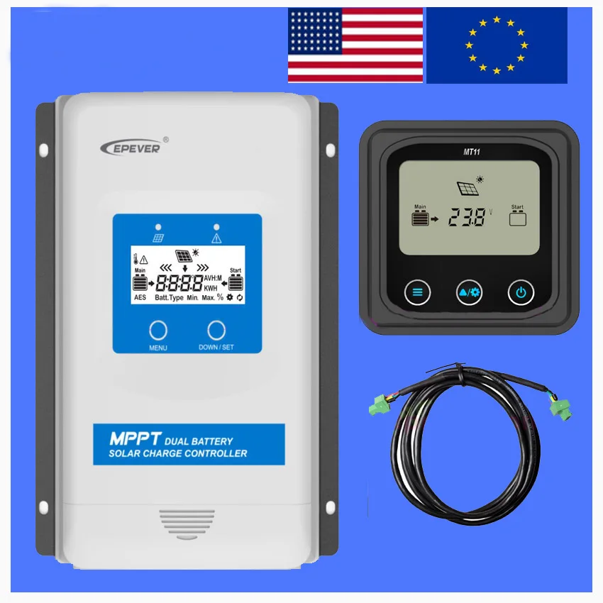 EPEVER DuoRacer Dual Battery MPPT Solar Controller 20A 30A Battery solar charger Regulator DR2210N-DDS DR3210N-DDS with MT11
EPEVER DuoRacer Dual Battery MPPT Solar Controller 20A 30A Battery solar charger Regulator DR2210N-DDS DR3210N-DDS with MT11