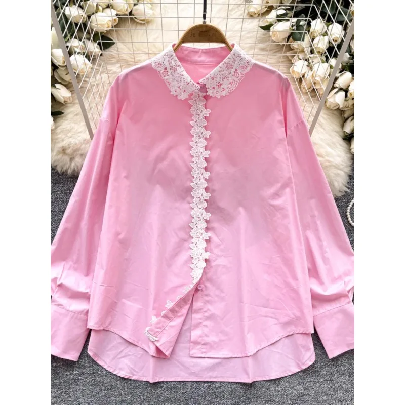 Korean Fashion Celebrity Style Vintage Shirt Women Blouse Spring Lace Stitching Design Chic Elegant Shirt Female Tops Trendy
Korean Fashion Celebrity Style Vintage Shirt Women Blouse Spring Lace Stitching Design Chic Elegant Shirt Female Tops Trendy