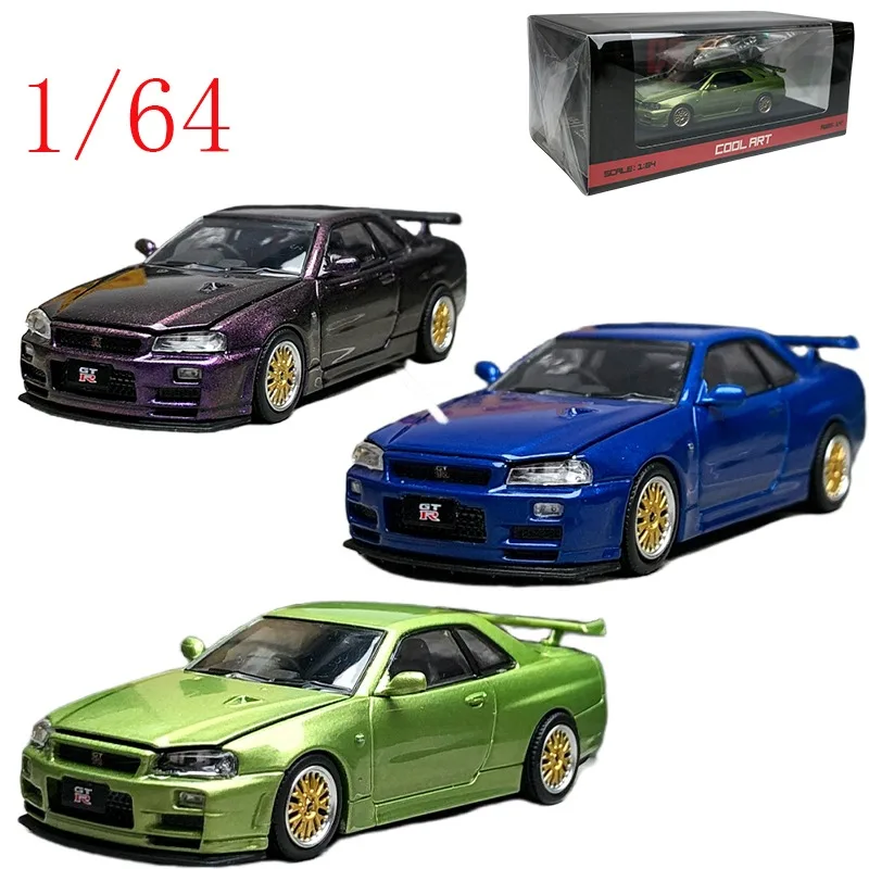 CA CoolART Diecast 1/64 Scale Nissan Skyline GT-R R34 Hood and Trunk Opening Feature Alloy Car Model Toys for Boys Gift
CA CoolART Diecast 1/64 Scale Nissan Skyline GT-R R34 Hood and Trunk Opening Feature Alloy Car Model Toys for Boys Gift