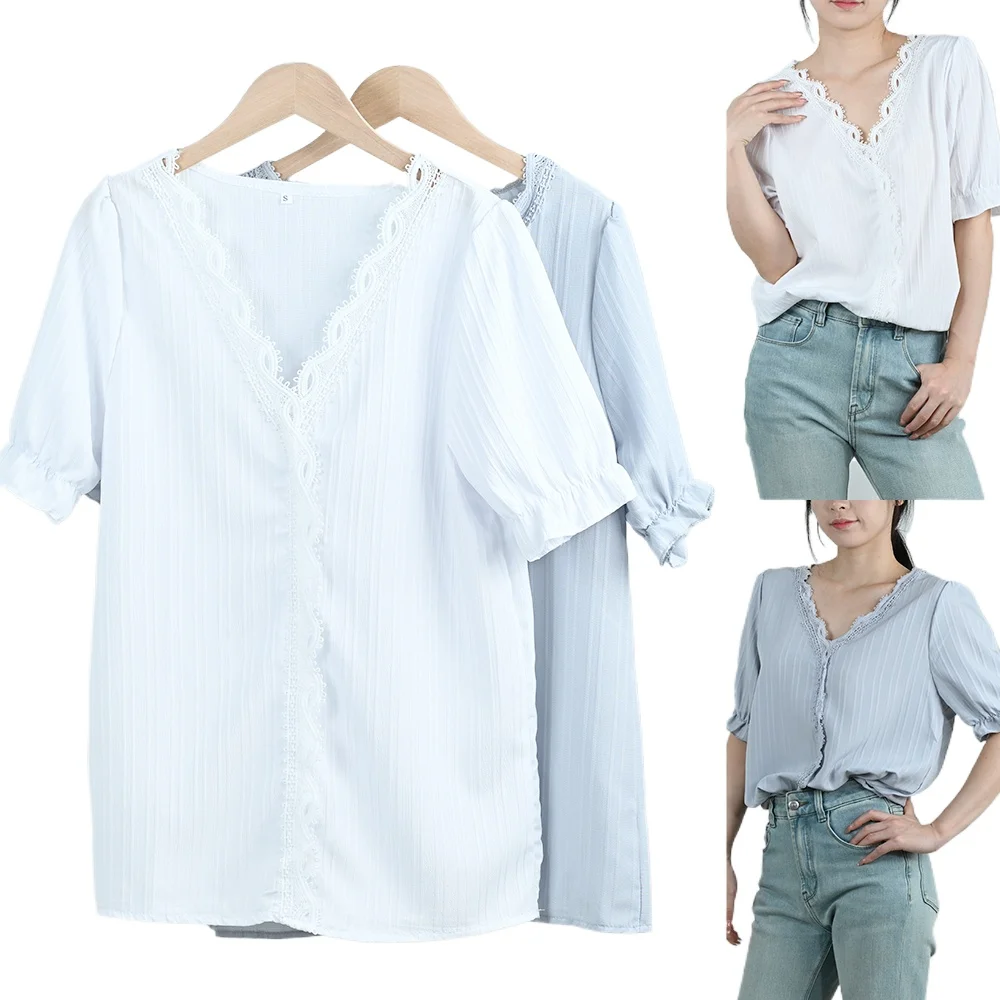 Summer Women Chiffon Top Female Solid Sexy V-Neck Hollow Short Sleeve Shirt Lady Splice Plus Size Blouse Loose Street Apparel
Summer Women Chiffon Top Female Solid Sexy V-Neck Hollow Short Sleeve Shirt Lady Splice Plus Size Blouse Loose Street Apparel