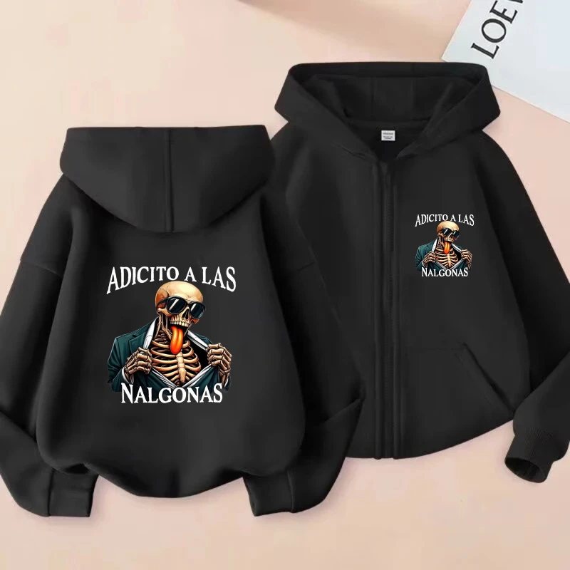 Men's Hooded Jacket Black Skeleton Drinking Beer Adicto a las Nalgonas Printed Zip-Up Sweatshirt for Casual Streetwear Party Out
Men's Hooded Jacket Black Skeleton Drinking Beer Adicto a las Nalgonas Printed Zip-Up Sweatshirt for Casual Streetwear Party Out