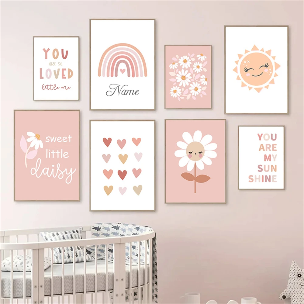 Sun Flower Heart Rainbow Pink Quotes Canvas Print Pictures Custom Name Poster Painting Nursery Wall Art Prints Girl Room Decor
Sun Flower Heart Rainbow Pink Quotes Canvas Print Pictures Custom Name Poster Painting Nursery Wall Art Prints Girl Room Decor