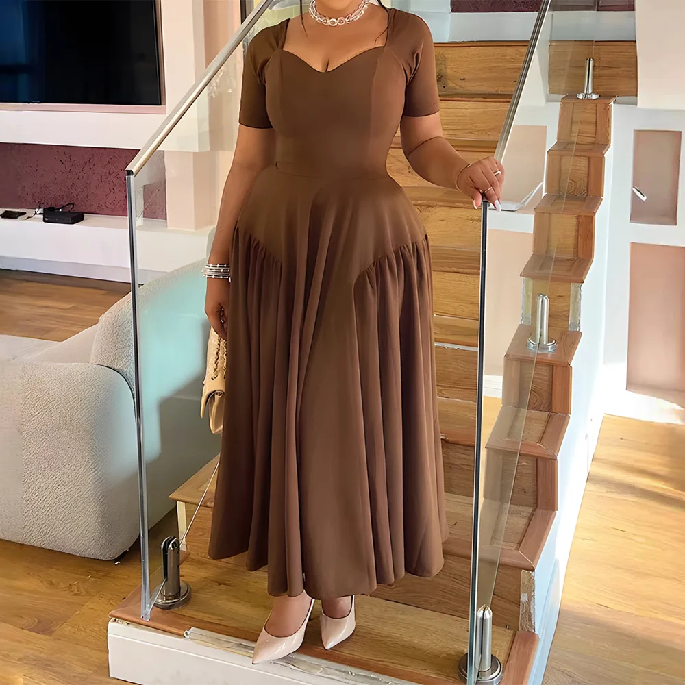 Fashionable High Waist Pleated Dress Elegant Double-Sided Splicing Skirt Wide Hemline Sexy Long Dress Polyester Knitted Gown
Fashionable High Waist Pleated Dress Elegant Double-Sided Splicing Skirt Wide Hemline Sexy Long Dress Polyester Knitted Gown