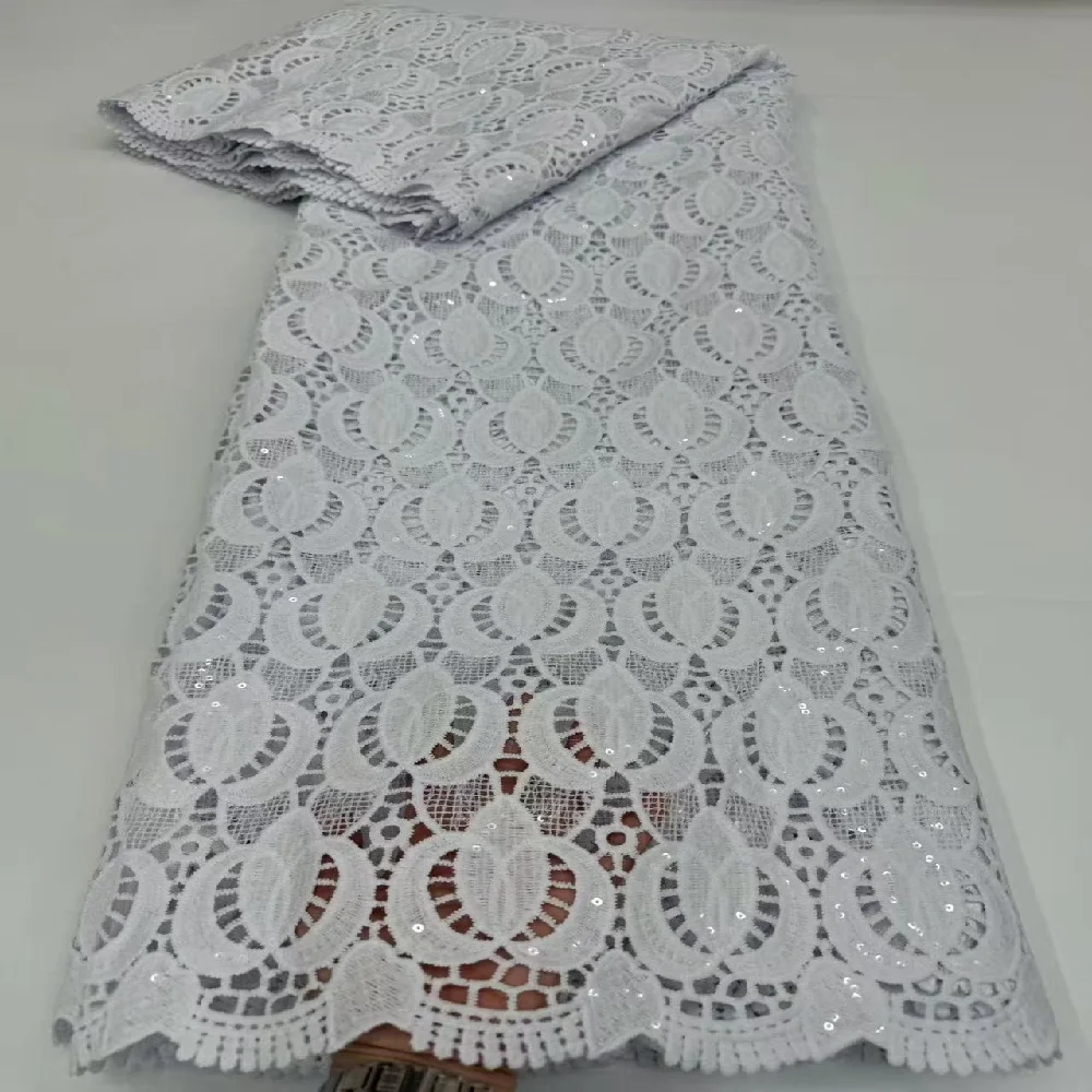 White African Sequins cord lace fabric high quality embroidery african french guipure lace fabric for party women
White African Sequins cord lace fabric high quality embroidery african french guipure lace fabric for party women