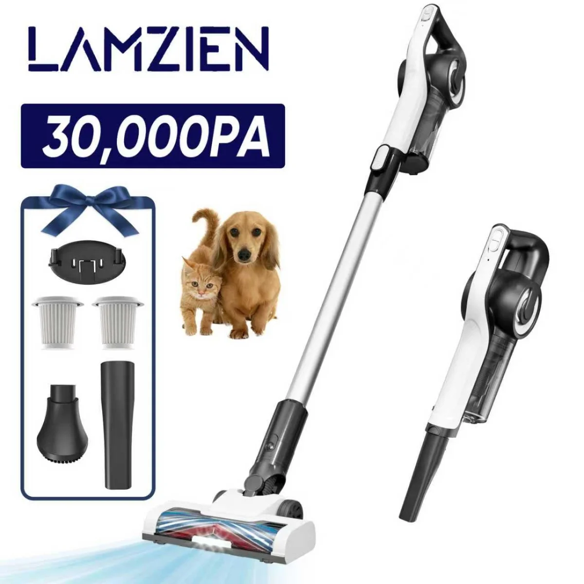 30KPA/40Mins Cordless Vacuum Cleaner, with Upgraded Green Light & Anti-Tangle Floor Brush,for Home,Carpets, Pet Hair,Hard Floor
30KPA/40Mins Cordless Vacuum Cleaner, with Upgraded Green Light & Anti-Tangle Floor Brush,for Home,Carpets, Pet Hair,Hard Floor