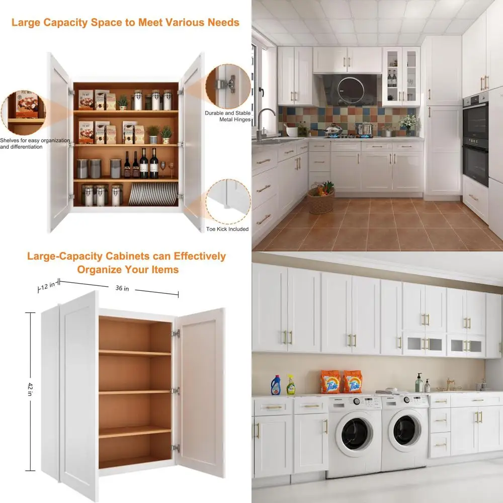Wood Wall-Mounted Cabinet,RTA Bathroom Medicine Cabinet with Adjustable Shelves and 2 Sot-Close Do,Laundry Storage Cabinet or Ba
Wood Wall-Mounted Cabinet,RTA Bathroom Medicine Cabinet with Adjustable Shelves and 2 Sot-Close Do,Laundry Storage Cabinet or Ba