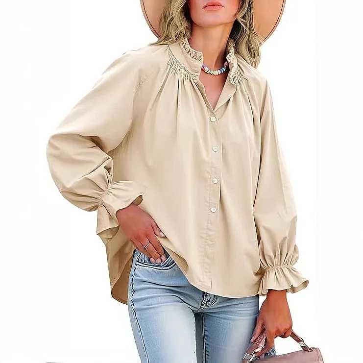 Elegant Sweet Loose Lantern Sleeve V Neck Ruffle Blouse Top Shirt Spring Summer Women Casual Shirts Blouses Tops
Elegant Sweet Loose Lantern Sleeve V Neck Ruffle Blouse Top Shirt Spring Summer Women Casual Shirts Blouses Tops