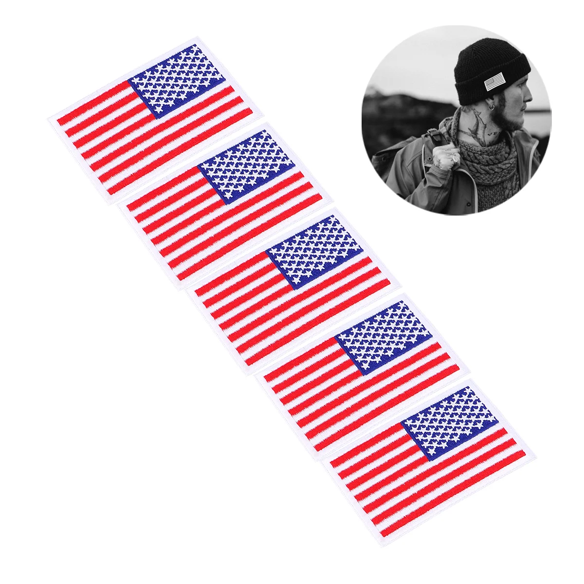 5pcs Fashion American Flag Tape Creative Embroidery Sticky Patches Clothes Collar Sticky Sticker (White Flag)
5pcs Fashion American Flag Tape Creative Embroidery Sticky Patches Clothes Collar Sticky Sticker (White Flag)