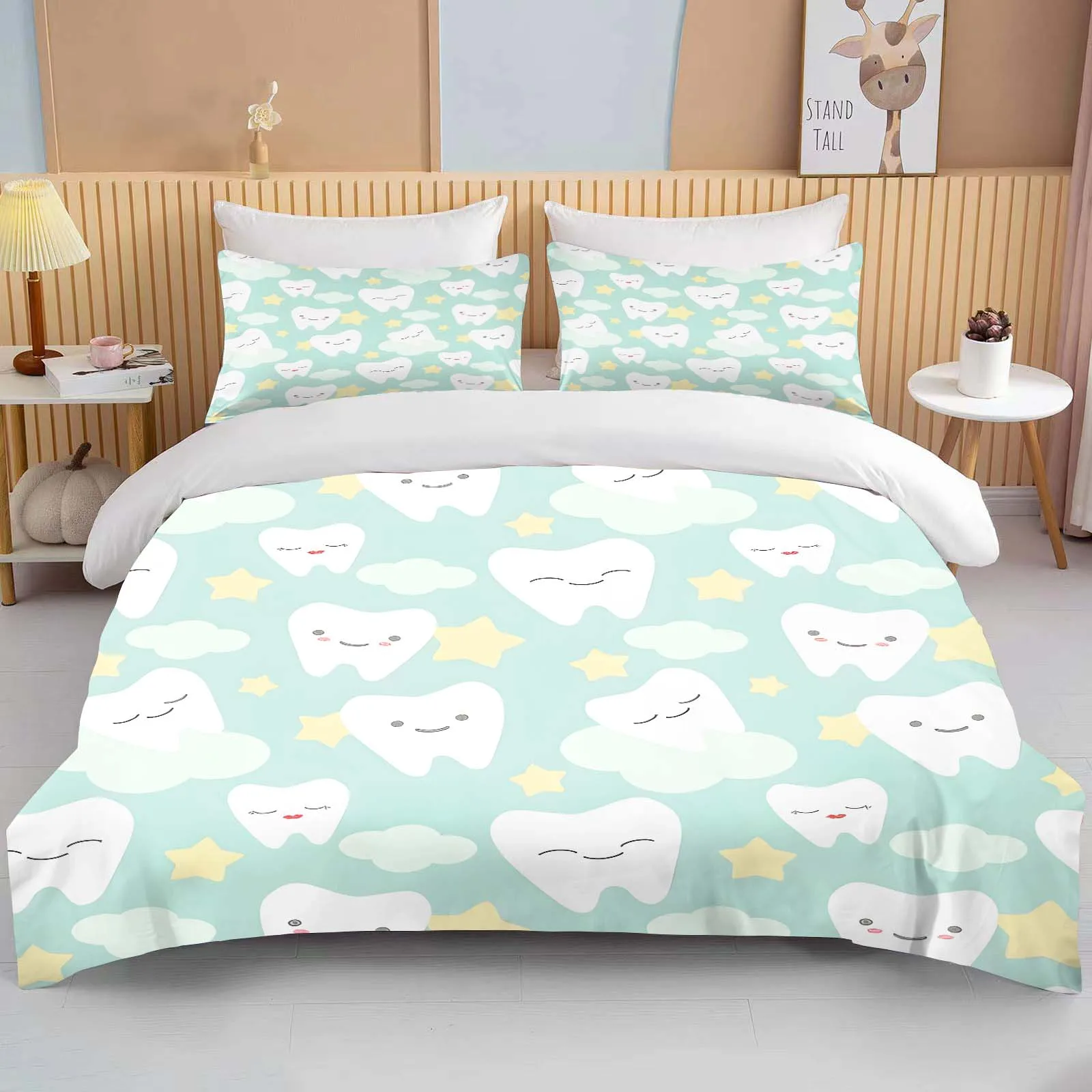 1 Duvet Cover 2 Pillowcases Adult And Children Bedding Set Luxury Bed Cover Set Cute Cartoon Teeth Print Bedding Set Duvet Cover
1 Duvet Cover 2 Pillowcases Adult And Children Bedding Set Luxury Bed Cover Set Cute Cartoon Teeth Print Bedding Set Duvet Cover