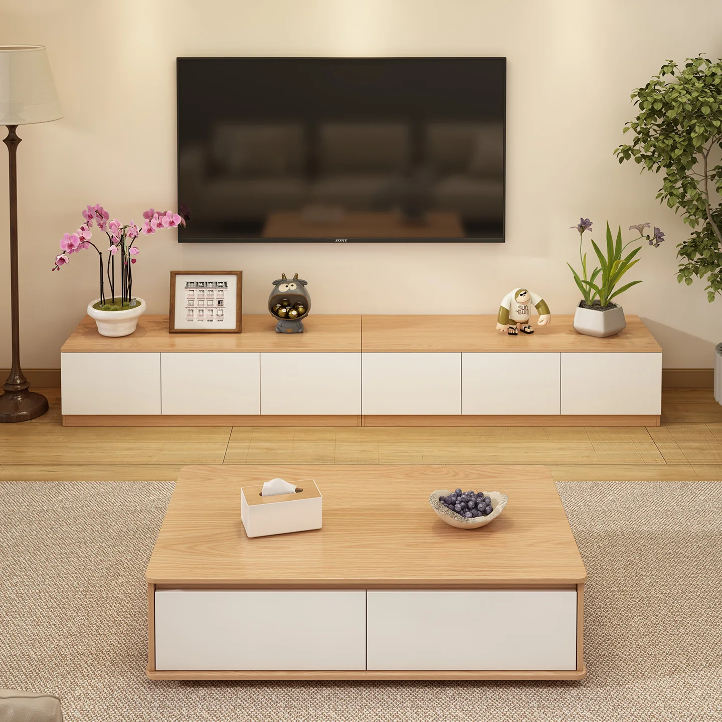 TV cabinet household log style modern simple small apartment floor coffee table TV cabinet combination
TV cabinet household log style modern simple small apartment floor coffee table TV cabinet combination