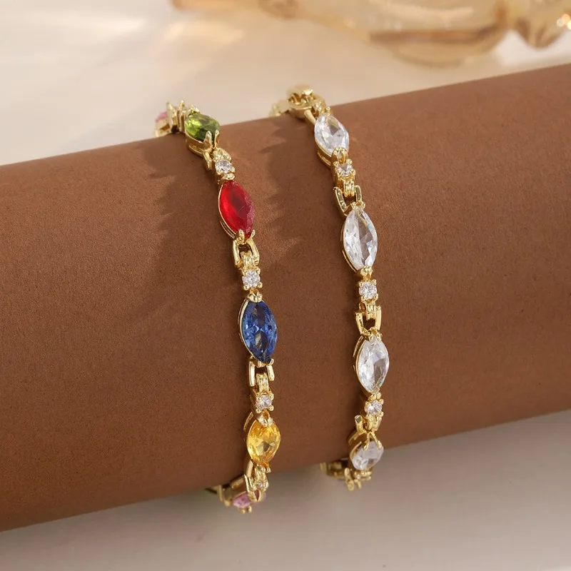 Light luxury colored zircon bracelet for women, designed with versatile temperament and fashionable commuting accessories
Light luxury colored zircon bracelet for women, designed with versatile temperament and fashionable commuting accessories