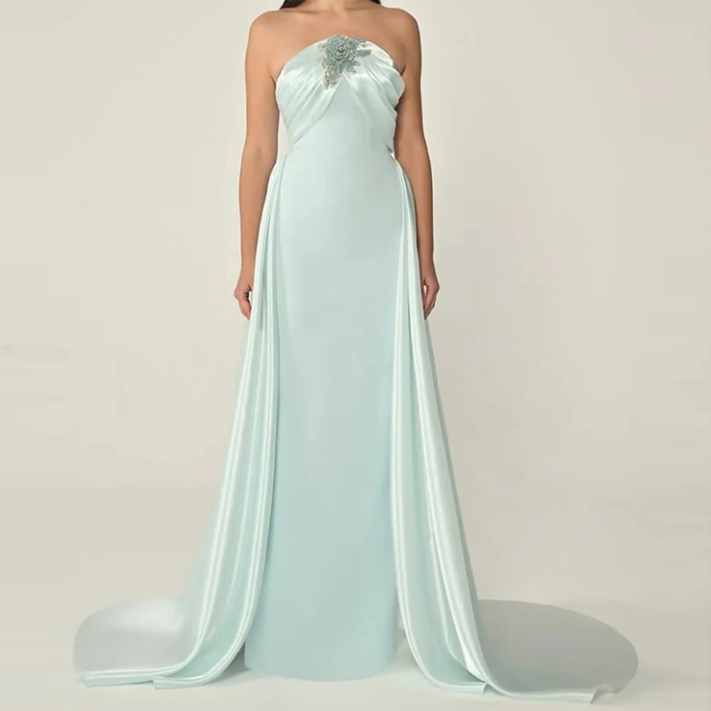 Customized Straight Mermaid Prom Dresses Floor-length Strapless Sleeveless Evening Gown Fashion Pleat Draped Backless Party Gown
Customized Straight Mermaid Prom Dresses Floor-length Strapless Sleeveless Evening Gown Fashion Pleat Draped Backless Party Gown