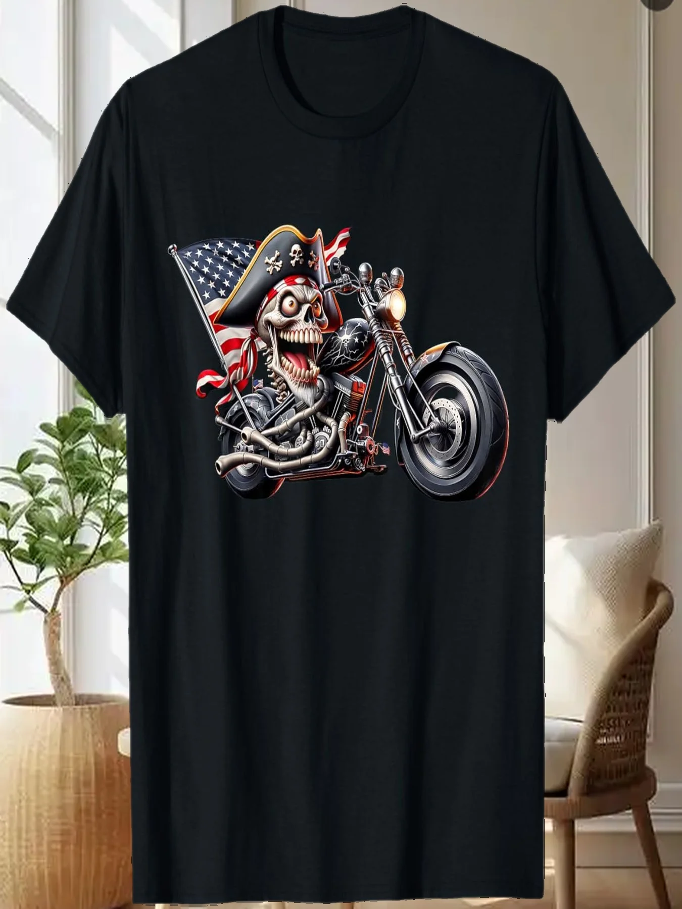 4 июля пиратская мужская футболка со скелетом США и черепом с мотоциклетным флагом
4 июля пиратская мужская футболка со скелетом США и черепом с мотоциклетным флагом