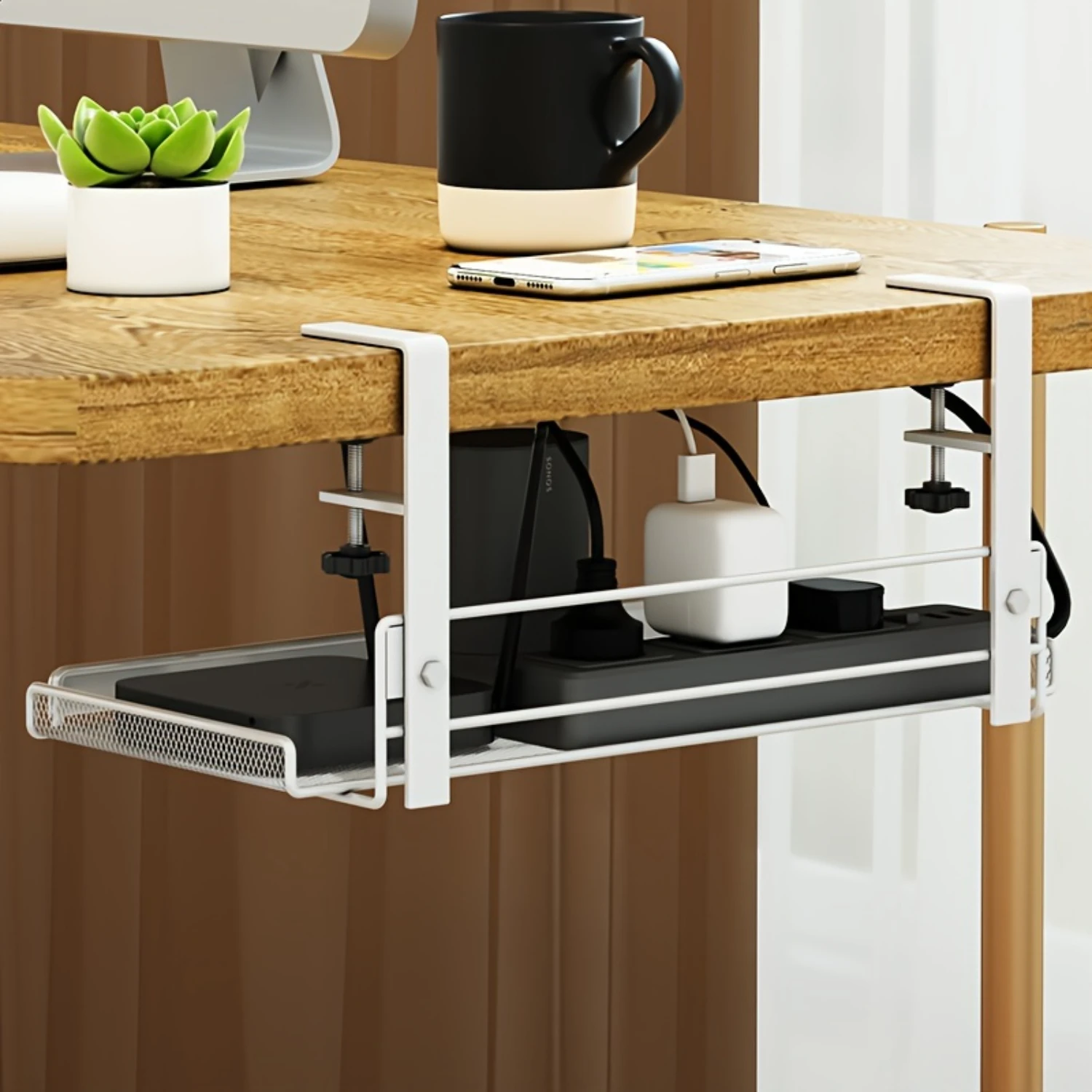 Under-Desk Organizer - No-Drill Iron Cable Management Tray, Rectangular Desk Side Cabinet With Paint Finish
Under-Desk Organizer - No-Drill Iron Cable Management Tray, Rectangular Desk Side Cabinet With Paint Finish
