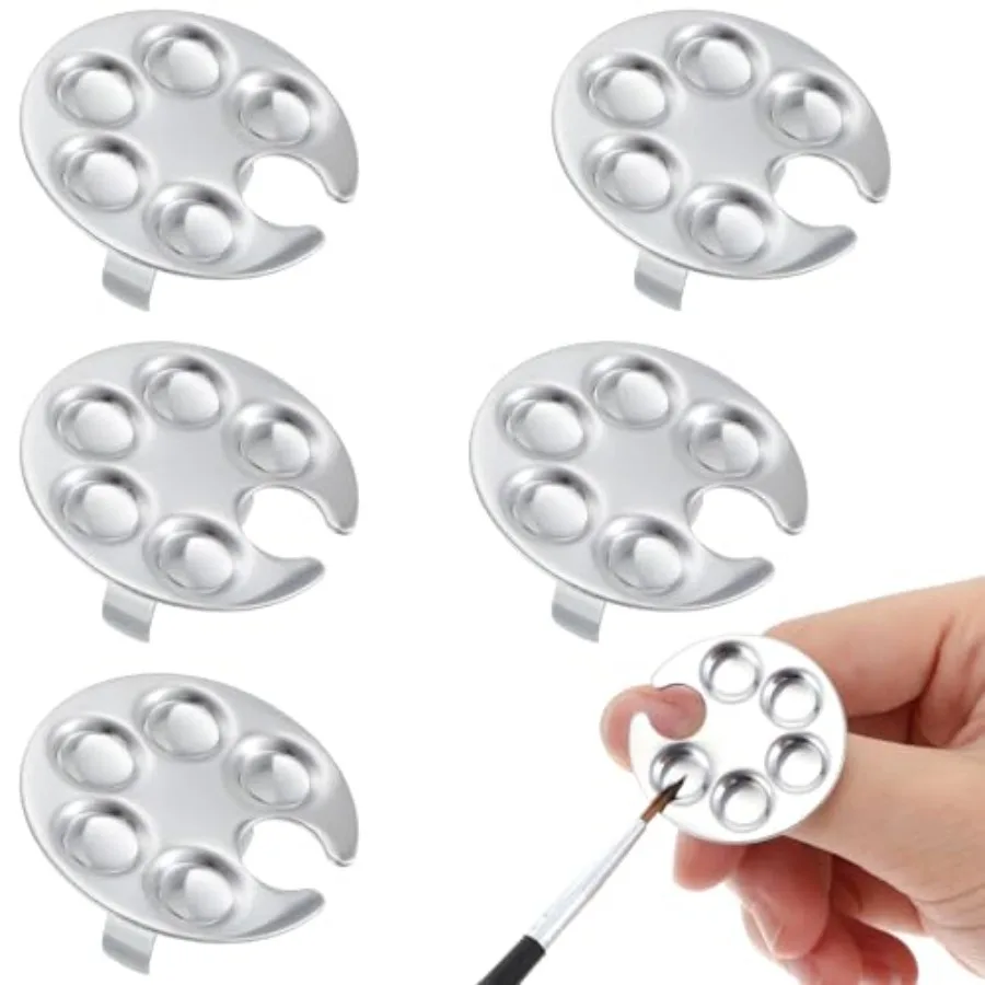 5 Pcs Mini Nail Paint Art Palette Rings, Stainless Steel Wearable Manicure Polish Palette Nail Art Mixing Tool Makeup Palettes
5 Pcs Mini Nail Paint Art Palette Rings, Stainless Steel Wearable Manicure Polish Palette Nail Art Mixing Tool Makeup Palettes