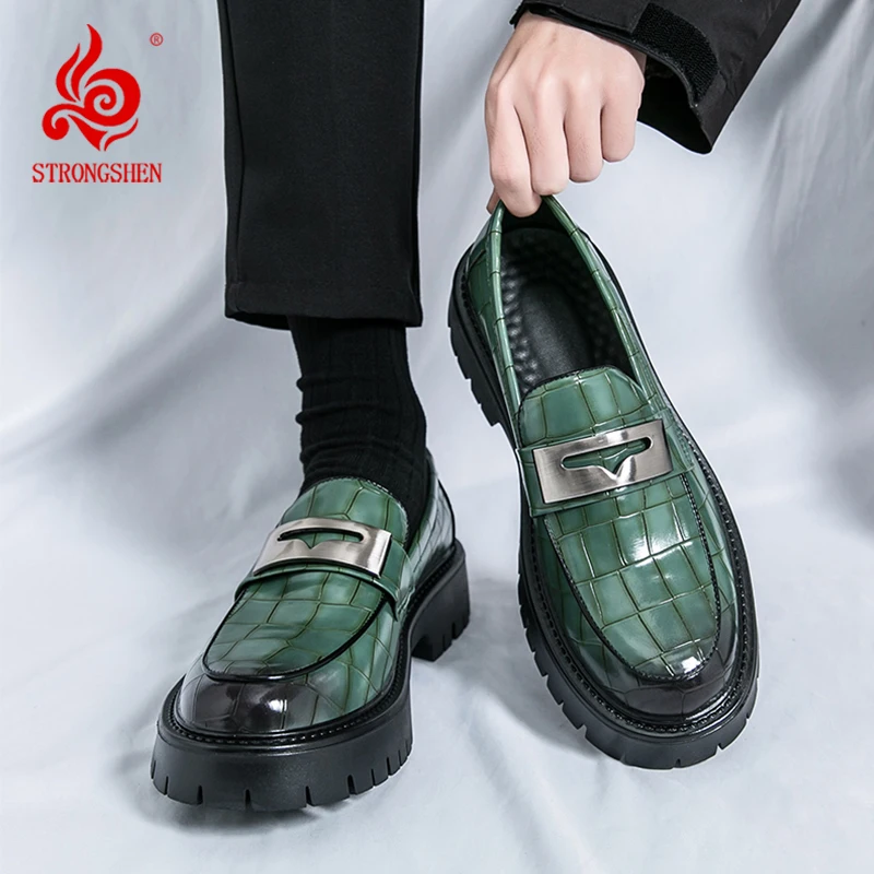 STRONGSHEN Men Leather Shoes Casual Green Slip on Dress Casual Business Formal Wedding Shoes Outdoor Fashion Tenis Masculino
STRONGSHEN Men Leather Shoes Casual Green Slip on Dress Casual Business Formal Wedding Shoes Outdoor Fashion Tenis Masculino