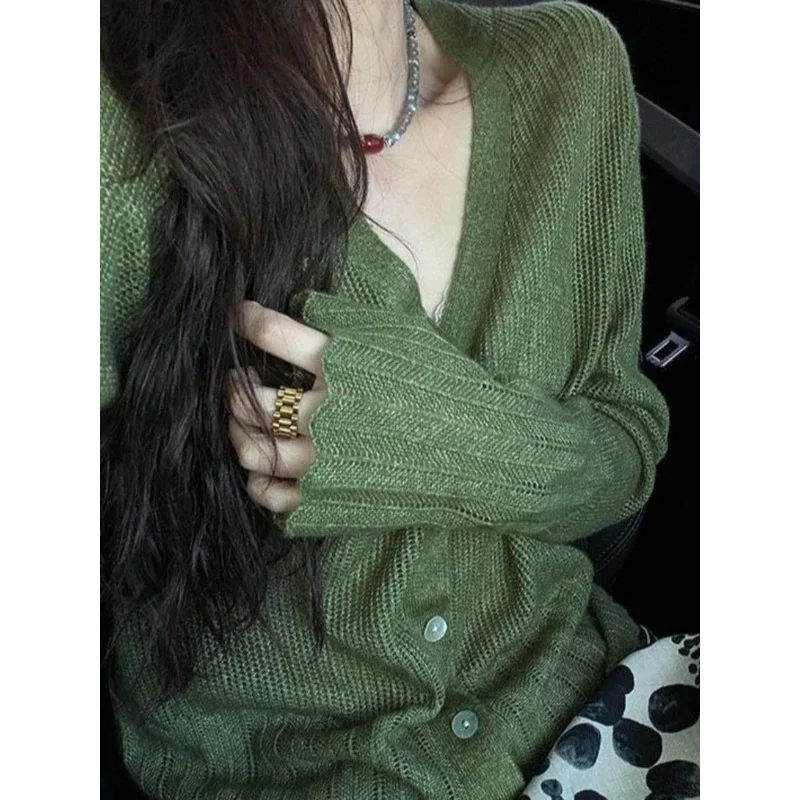 Y2k Aesthetic Vintage Hollow Out Knitted Cardigan Spring Single Breasted Vintage Sweater Women Harajuku Flare Sleeve Cardigans
Y2k Aesthetic Vintage Hollow Out Knitted Cardigan Spring Single Breasted Vintage Sweater Women Harajuku Flare Sleeve Cardigans