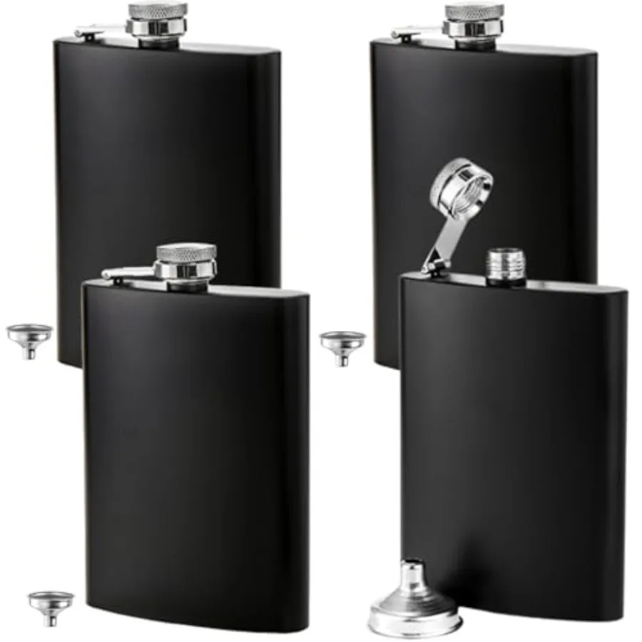 8 oz Stainless Steel Black Hip Flask Set Leakproof Flask with Free Bonus Funnel Great Groommans or Bridal Wedding Gift, Set of
8 oz Stainless Steel Black Hip Flask Set Leakproof Flask with Free Bonus Funnel Great Groommans or Bridal Wedding Gift, Set of