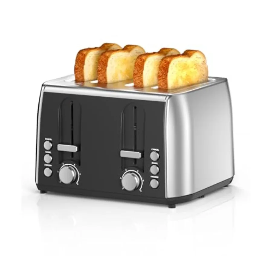 Тостер на 4 тоста в ретро-стиле из нержавеющей стали с очень широкими слотами, 6 уровней обжарки, кнопка отмены тостов, идеально подходит для вафель и багетов
Тостер на 4 тоста в ретро-стиле из нержавеющей стали с очень широкими слотами, 6 уровней обжарки, кнопка отмены тостов, идеально подходит для вафель и багетов