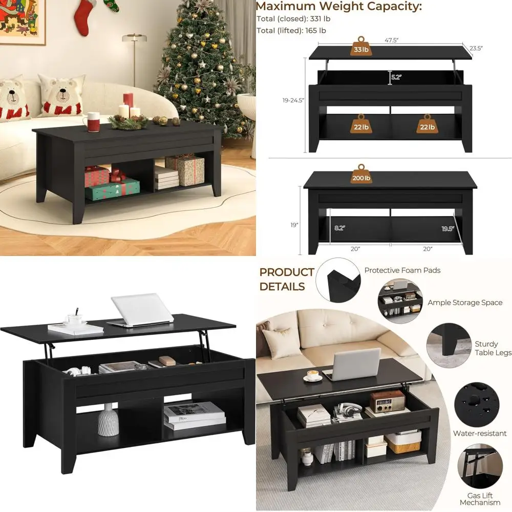 47.5 Lift-Top Coffee Table with Hidden Storage and Open Shelf for Living Room
47.5 Lift-Top Coffee Table with Hidden Storage and Open Shelf for Living Room