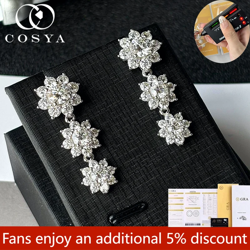 COSYA 5.88CT D Color Sunflower Moissanite Earrings for Women GRA Certified S925 Silver 18K Gold Plated Stud/Drop Jewelry
COSYA 5.88CT D Color Sunflower Moissanite Earrings for Women GRA Certified S925 Silver 18K Gold Plated Stud/Drop Jewelry