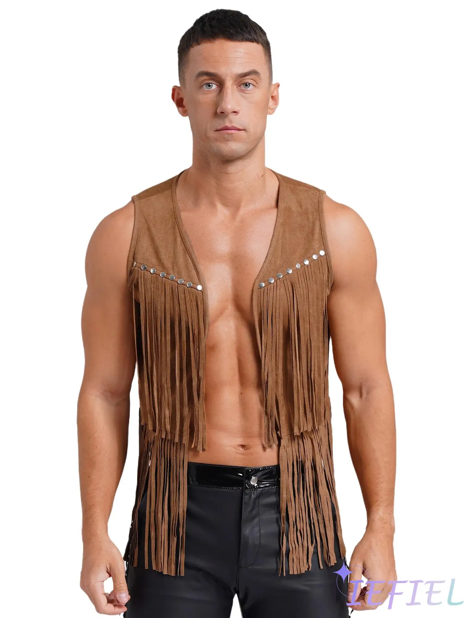Mens Western Cowboy Set with Faux Suede Vest And Open Crotch Chaps Authentic Rodeo Outfit for Halloween Parties Cosplay Events
Mens Western Cowboy Set with Faux Suede Vest And Open Crotch Chaps Authentic Rodeo Outfit for Halloween Parties Cosplay Events