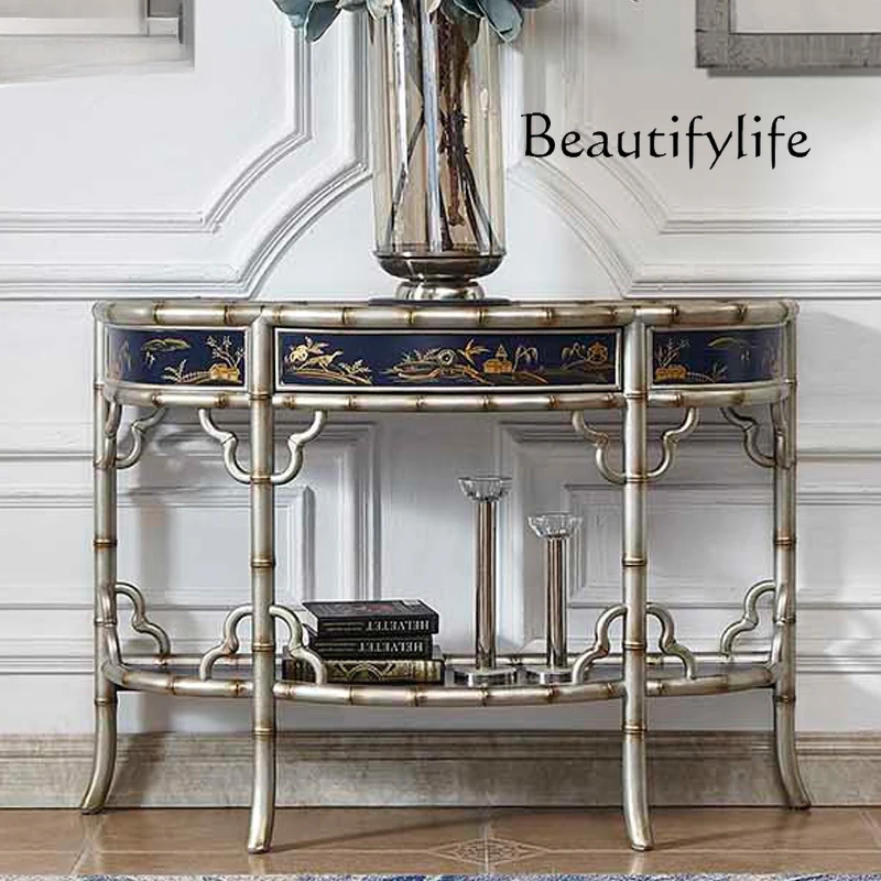 European Style Console Hallway Painted Solid Wood Bamboo Console Tables American Sofa Entrance Cabinet
European Style Console Hallway Painted Solid Wood Bamboo Console Tables American Sofa Entrance Cabinet
