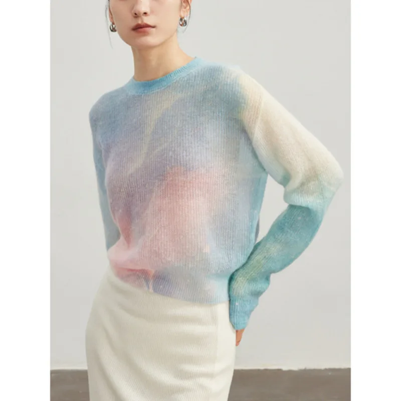 Spring Gradually Short Wool Mohair Sweater Women Round Neck Loose Long Sleeve Pullover Tops
Spring Gradually Short Wool Mohair Sweater Women Round Neck Loose Long Sleeve Pullover Tops
