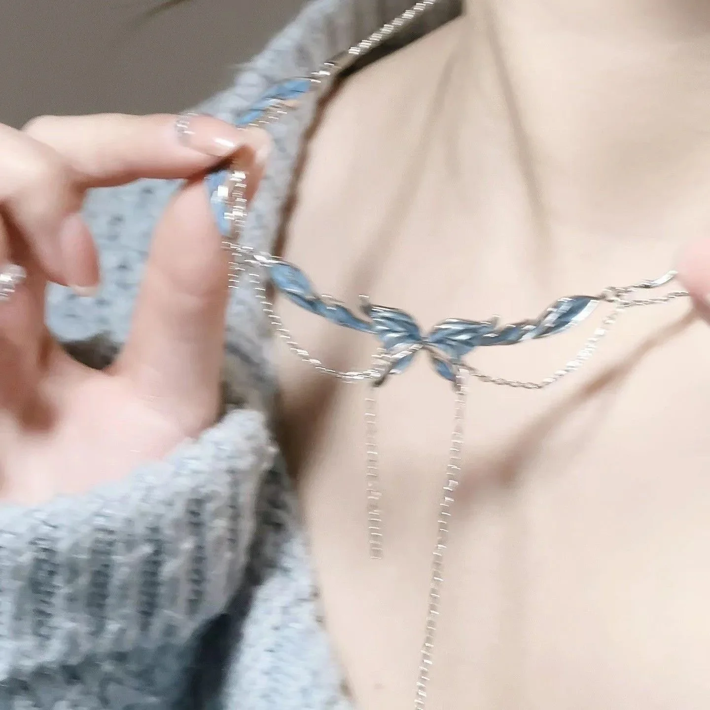 키링Romantic Blue Butterfly Pendant Necklace Ring Set for Women Elegant Our-pointed Ins Style Light Luxury Clavicle Chain for Wome
키링Romantic Blue Butterfly Pendant Necklace Ring Set for Women Elegant Our-pointed Ins Style Light Luxury Clavicle Chain for Wome