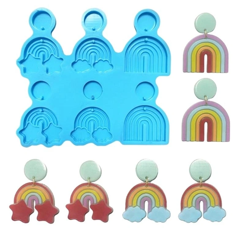 652F Silicone Mold for Earring Pendant Resin Molds Rainbow Keychain Charm Epoxy Casting Mold Clay Mold Craft DIY Jewelry Mold
652F Silicone Mold for Earring Pendant Resin Molds Rainbow Keychain Charm Epoxy Casting Mold Clay Mold Craft DIY Jewelry Mold