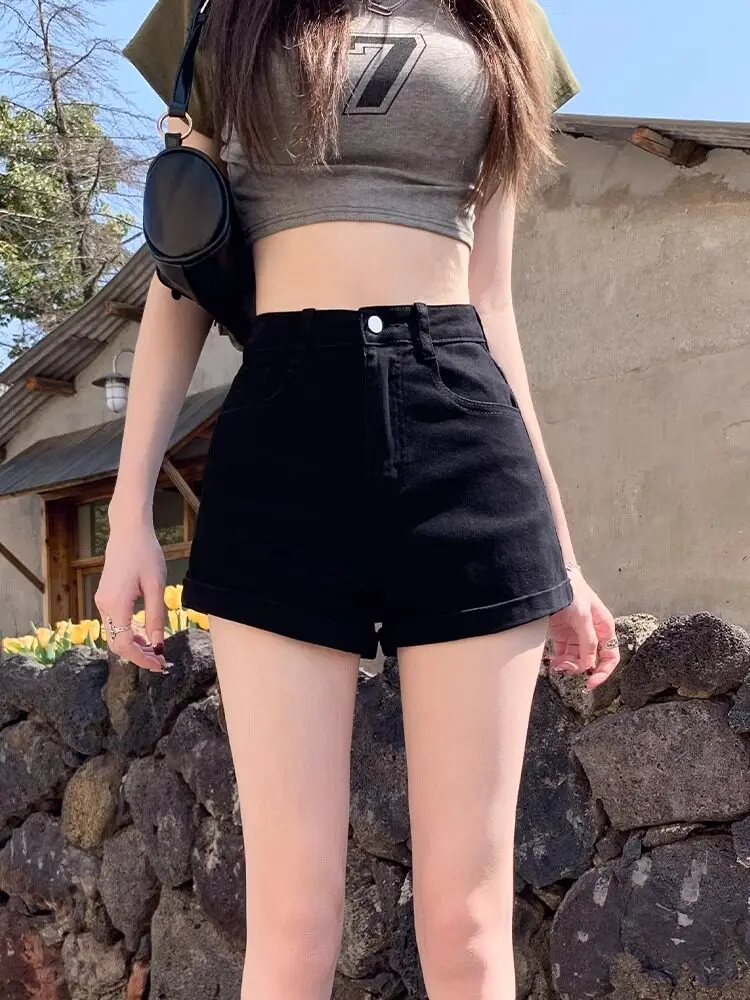 High Waist A-Line Denim Shorts Women's Slimming Elastic Straight Leg Pants Summer New Style Black Spicy Girl Cotton Stretch J...
High Waist A-Line Denim Shorts Women's Slimming Elastic Straight Leg Pants Summer New Style Black Spicy Girl Cotton Stretch J...