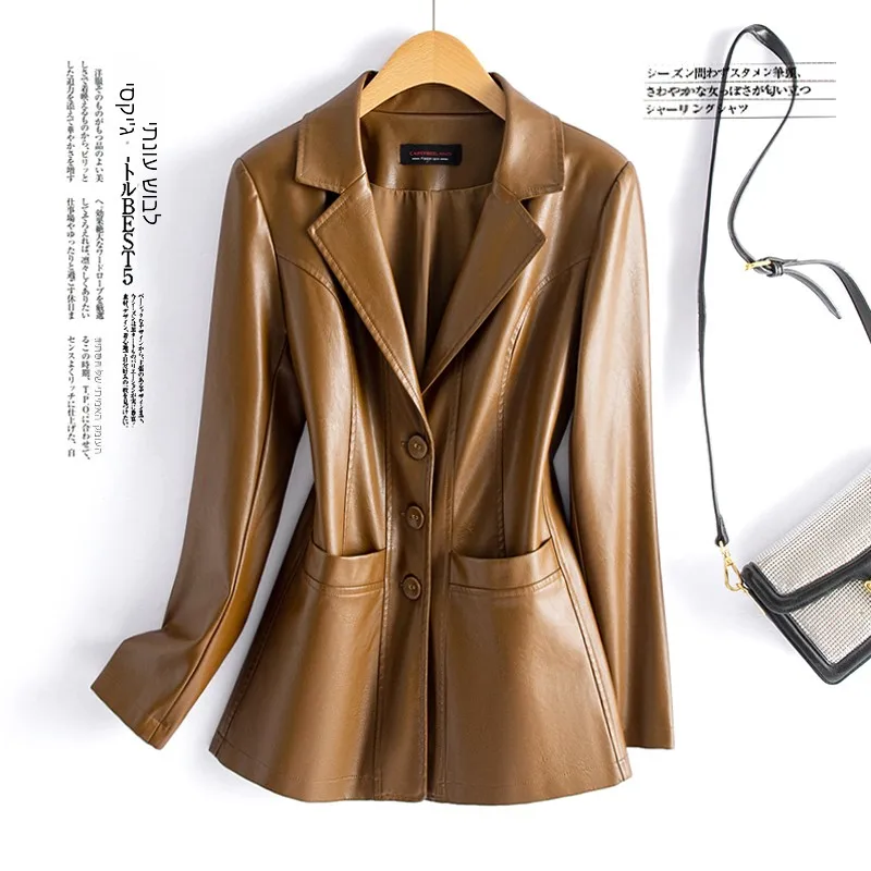 2026 Spring Autumn Short Fit Women's Leather Jacket Korean Style Slimming Suit Collar Large Size Small Leather Jacket
2026 Spring Autumn Short Fit Women's Leather Jacket Korean Style Slimming Suit Collar Large Size Small Leather Jacket