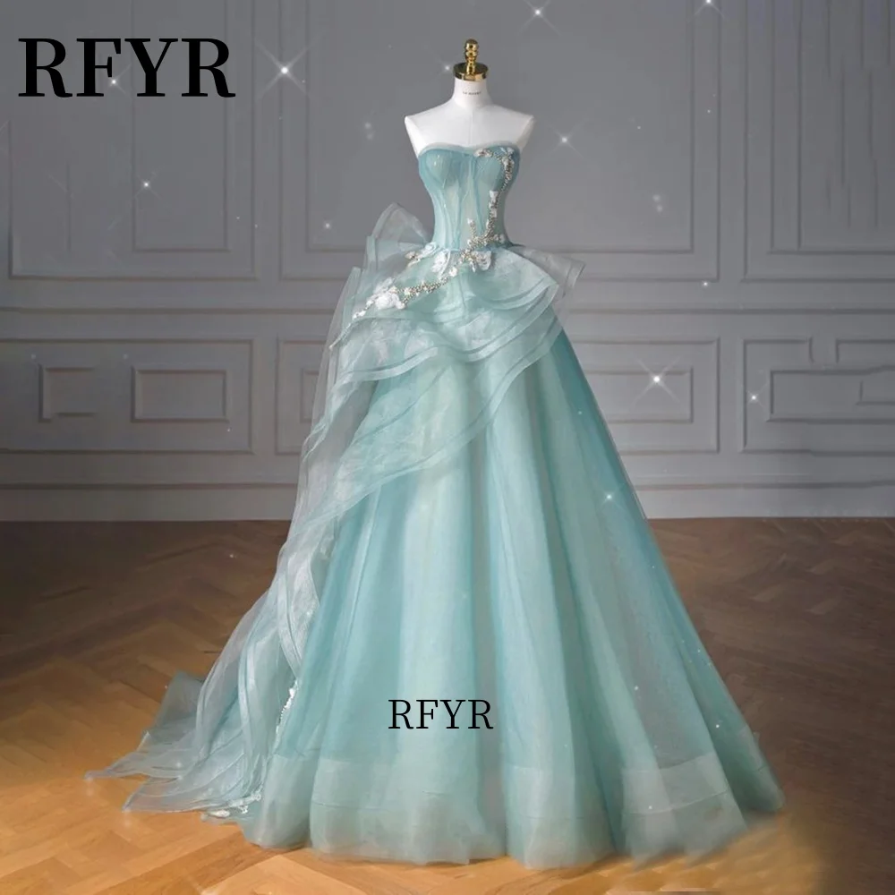 RFYR Strapless Prom Dress Formal Evening Dress with Appliques Pleated Party Dresses for Women فساتين مناسبة رسمية Customized
RFYR Strapless Prom Dress Formal Evening Dress with Appliques Pleated Party Dresses for Women فساتين مناسبة رسمية Customized