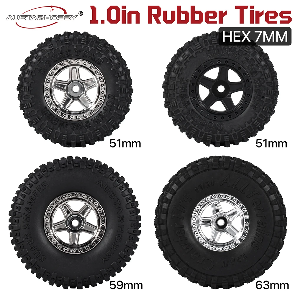 AUSTARHOBBY 1.0 inch RC Tires 4pcs Rubber Wheel Tyre Set 7mmHex for 1/18 TRX4M 1/24 Axial SCX24 RC Crawler Car Upgrade Parts
AUSTARHOBBY 1.0 inch RC Tires 4pcs Rubber Wheel Tyre Set 7mmHex for 1/18 TRX4M 1/24 Axial SCX24 RC Crawler Car Upgrade Parts
