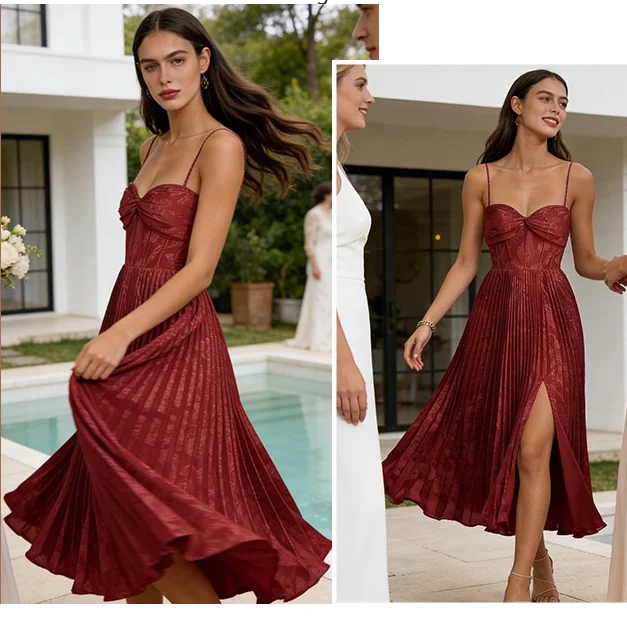 Sweetheart Neckline Floral chiffon Guest Dresses Pleated Tea Length Formal Evening Gowns Elegant Dress Women for Wedding Party
Sweetheart Neckline Floral chiffon Guest Dresses Pleated Tea Length Formal Evening Gowns Elegant Dress Women for Wedding Party