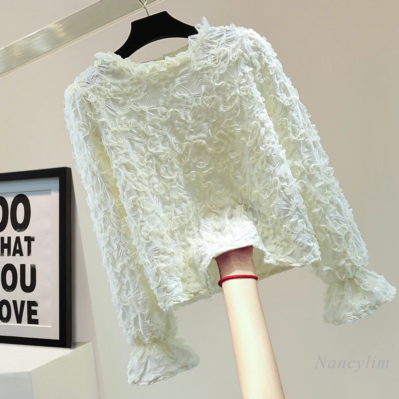 Fashion Apricot Lace Blouse for Women Long-sleeved Top 2025 Spring Korean Version Heavy Industry Petal Pullover Shirt
Fashion Apricot Lace Blouse for Women Long-sleeved Top 2025 Spring Korean Version Heavy Industry Petal Pullover Shirt