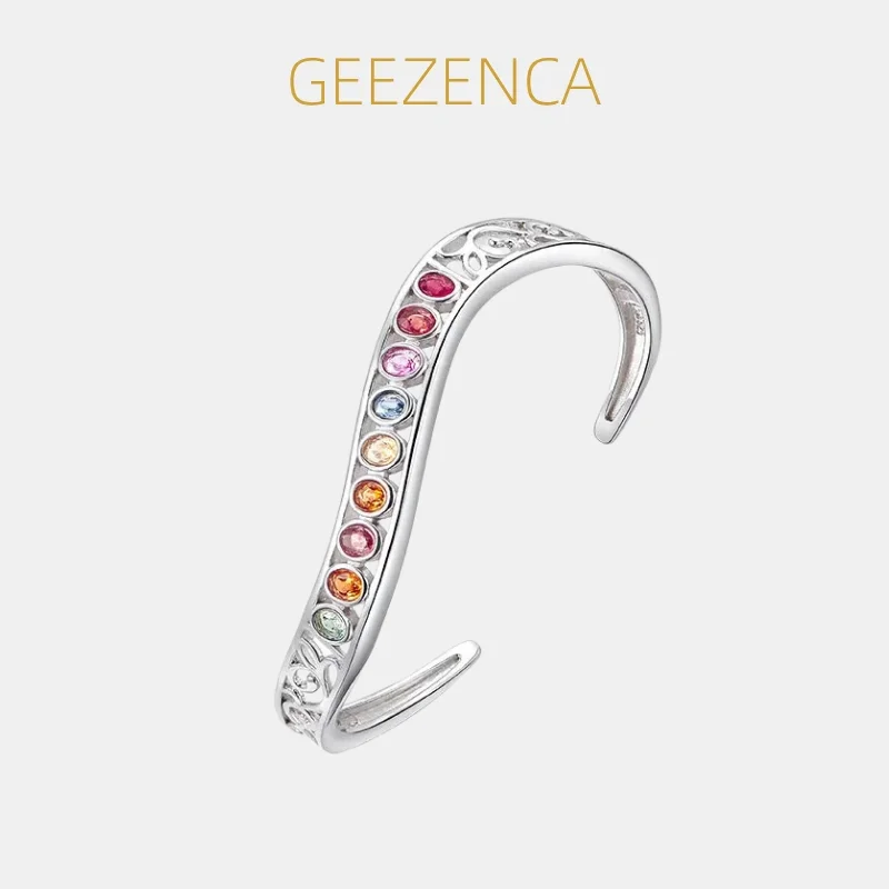 GEEZENCA Tourmaline 925 Sterling Silver Hollow Wavy Open Bangle Women Minimalism Trendy Dainty Sparkle Stack Cuff Bracelet Gift
GEEZENCA Tourmaline 925 Sterling Silver Hollow Wavy Open Bangle Women Minimalism Trendy Dainty Sparkle Stack Cuff Bracelet Gift