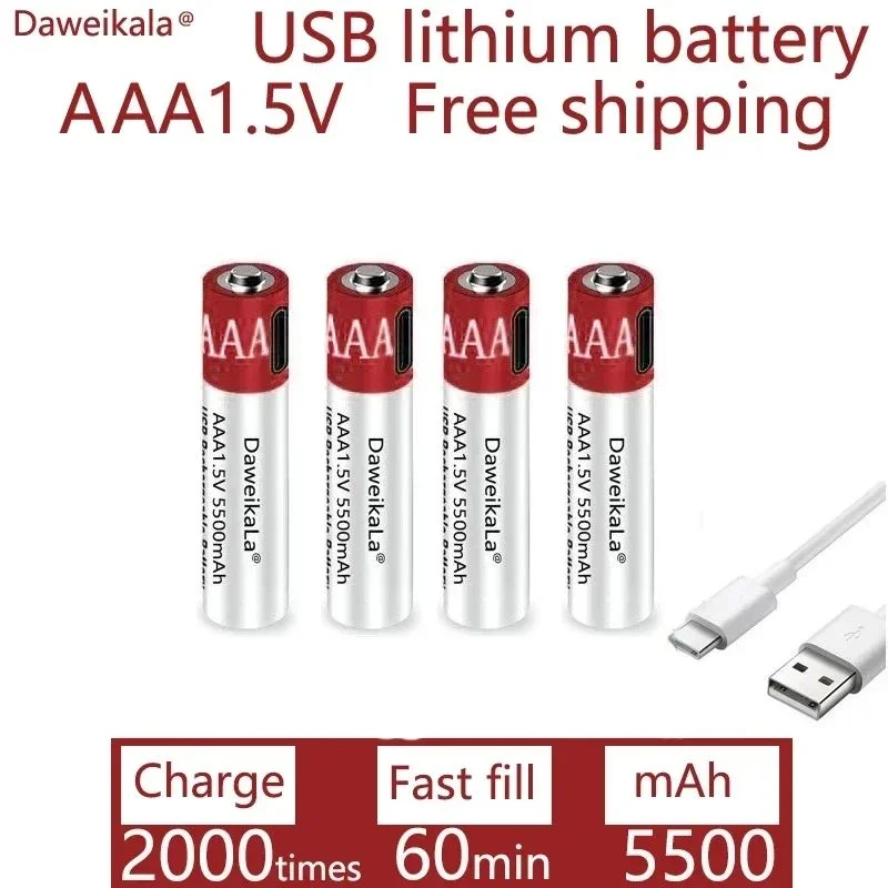 Зарядное устройство большой емкости 1,5 В AAA 5500 мАч USB литий-ионный аккумулятор для дистанционного управления беспроводной мыши + кабель
Зарядное устройство большой емкости 1,5 В AAA 5500 мАч USB литий-ионный аккумулятор для дистанционного управления беспроводной мыши + кабель