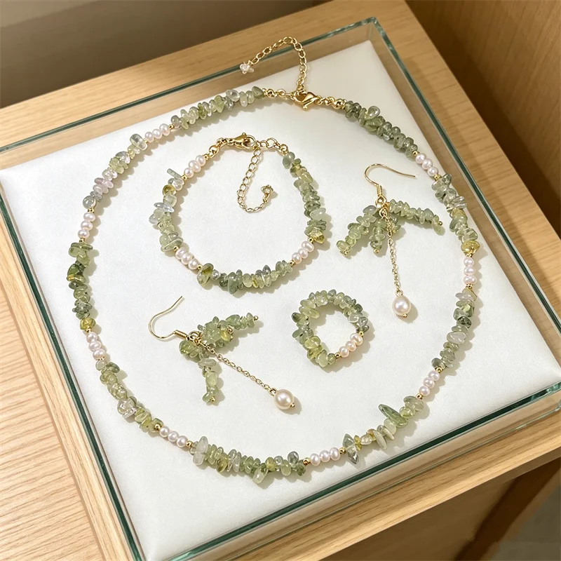 New Fashion Freshwater Pearl Green Crystal Necklace Bracelet Earrings Ring Set for Women Charm Chain Collar Choker Jewelry Gifts
New Fashion Freshwater Pearl Green Crystal Necklace Bracelet Earrings Ring Set for Women Charm Chain Collar Choker Jewelry Gifts