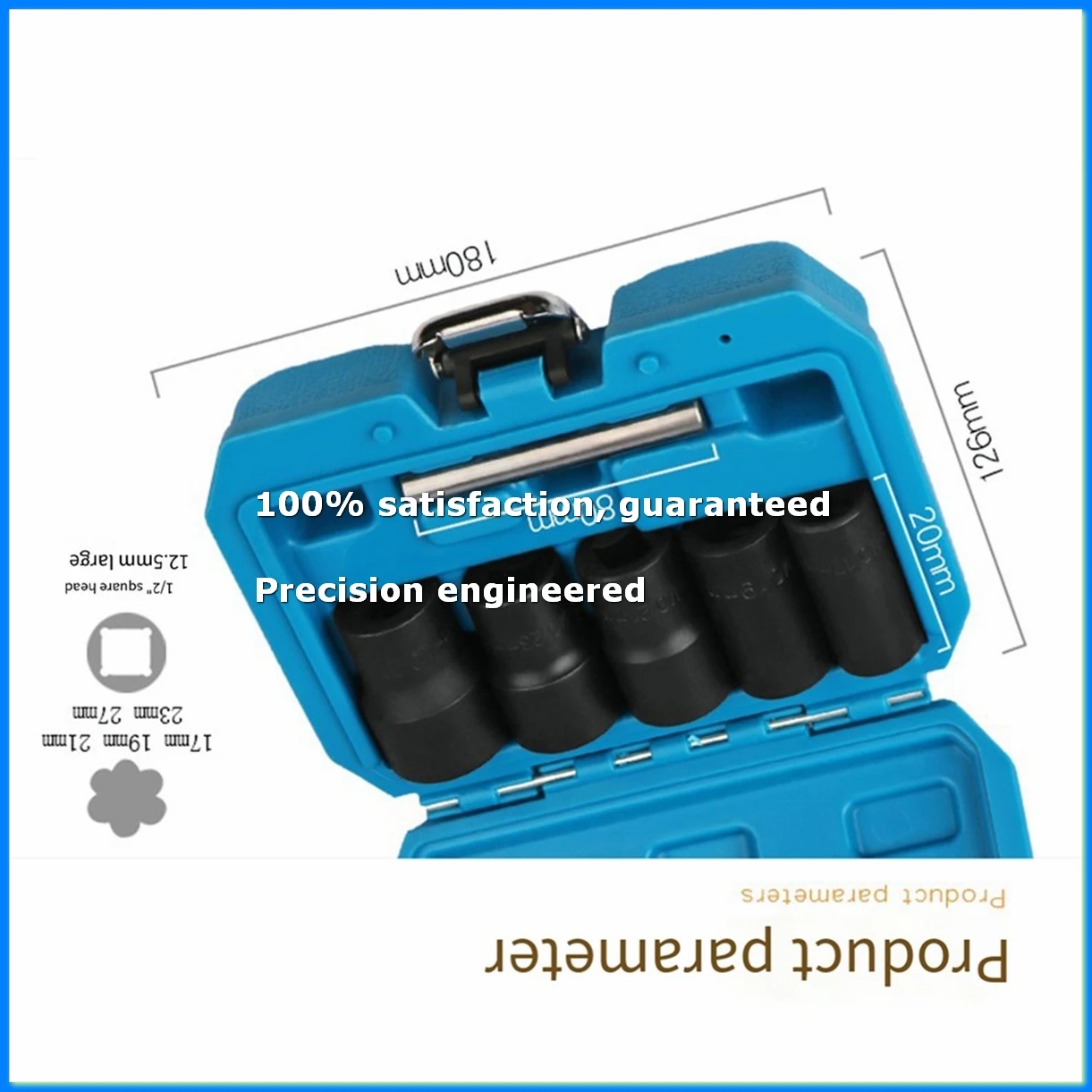 6 Pieces of Broken Nut Extractor with 17mm, 19mm, 21mm, 23mm, 27mm Sleeve and Central Piercing Rod Nut Removal Tool Kit-SPMI
6 Pieces of Broken Nut Extractor with 17mm, 19mm, 21mm, 23mm, 27mm Sleeve and Central Piercing Rod Nut Removal Tool Kit-SPMI