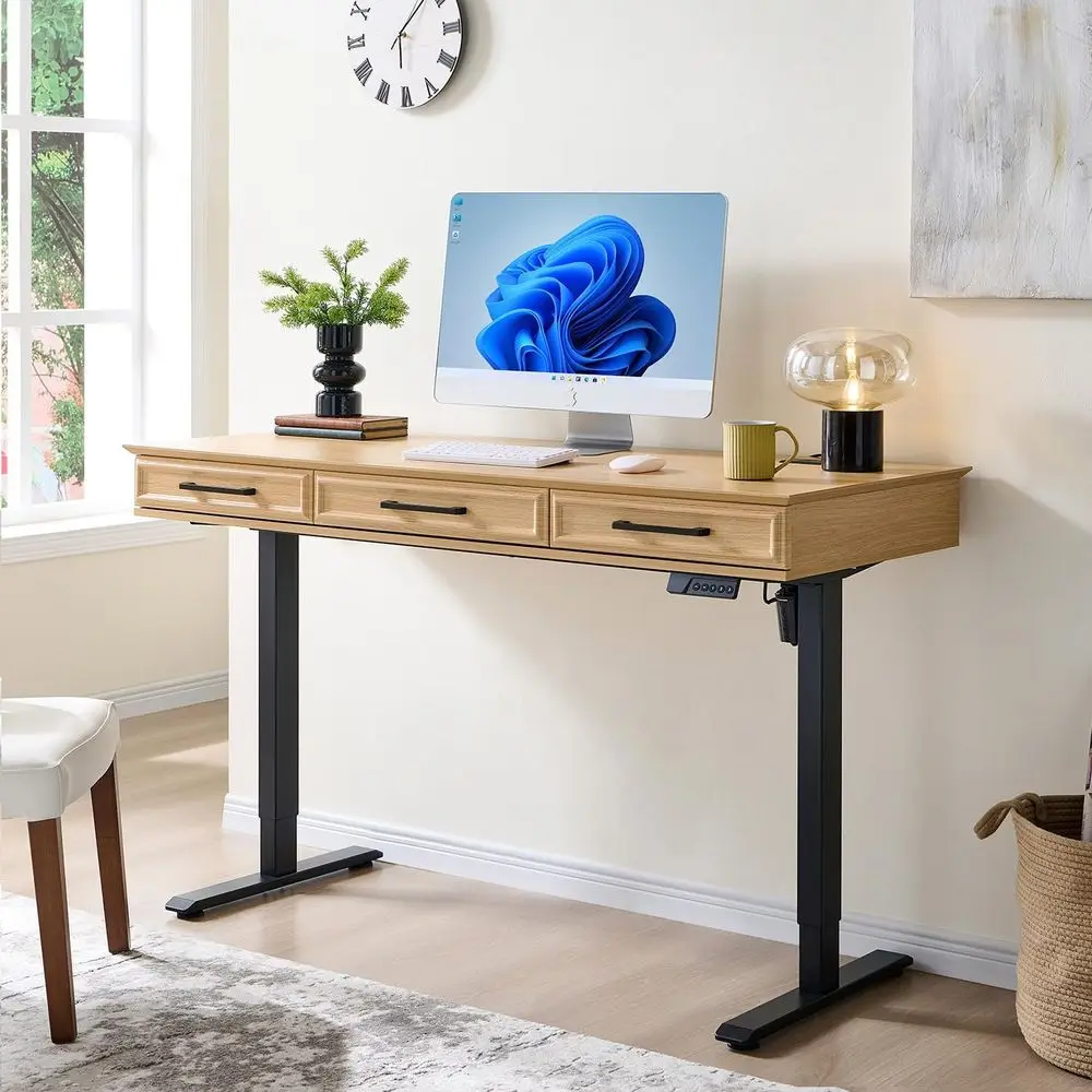 Adjustable Height Standing Desk with 3 Drawers, 55x22, Natural Oak, Sit-Stand, for Office, Gaming, and Home Use
Adjustable Height Standing Desk with 3 Drawers, 55x22, Natural Oak, Sit-Stand, for Office, Gaming, and Home Use