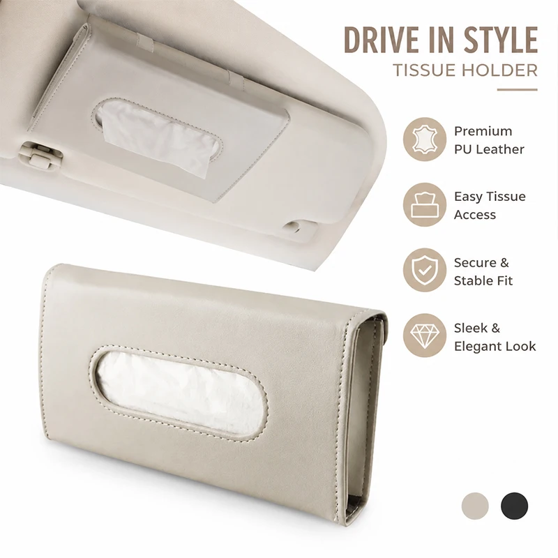 Universal PU Leather Car Sun Visor Tissue Holder Hanging Paper Box Auto Interior Decoration Supplies
Universal PU Leather Car Sun Visor Tissue Holder Hanging Paper Box Auto Interior Decoration Supplies