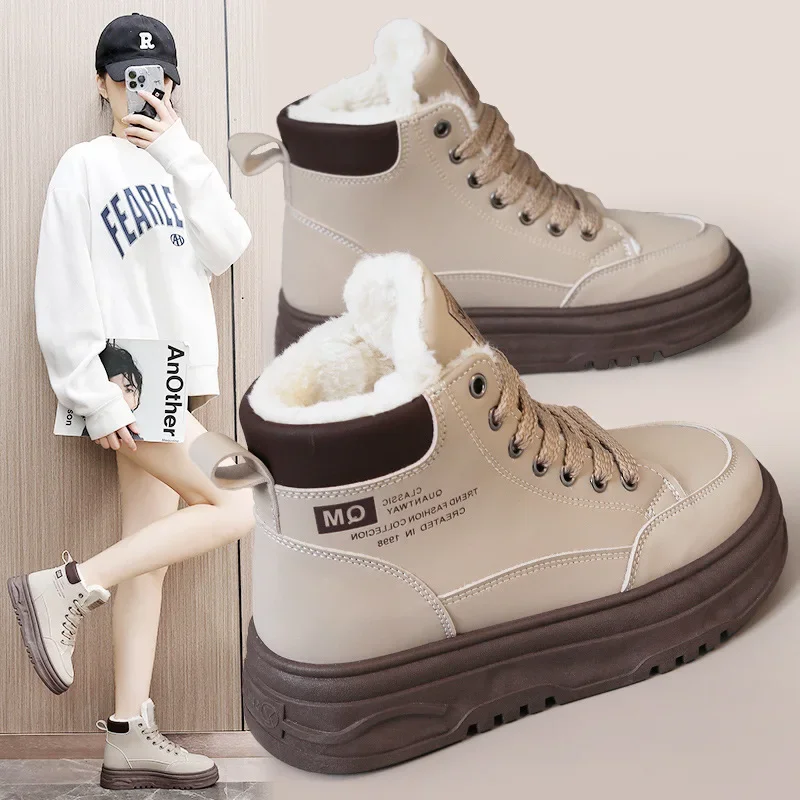 Luxury Women's Sneakers High Top Boots 2025 Winter Women Plush Warm Cotton Shoes Platform Ladies Shoes Lace Up Increased Boots
Luxury Women's Sneakers High Top Boots 2025 Winter Women Plush Warm Cotton Shoes Platform Ladies Shoes Lace Up Increased Boots